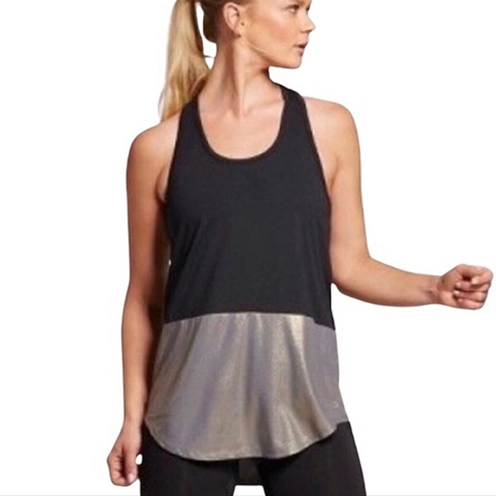 Champion Black & Silver Metallic Color Block Tank Top 🖤✨ Size XS